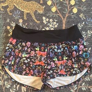 Lululemon Athletica Floral Black Waistband Shorts